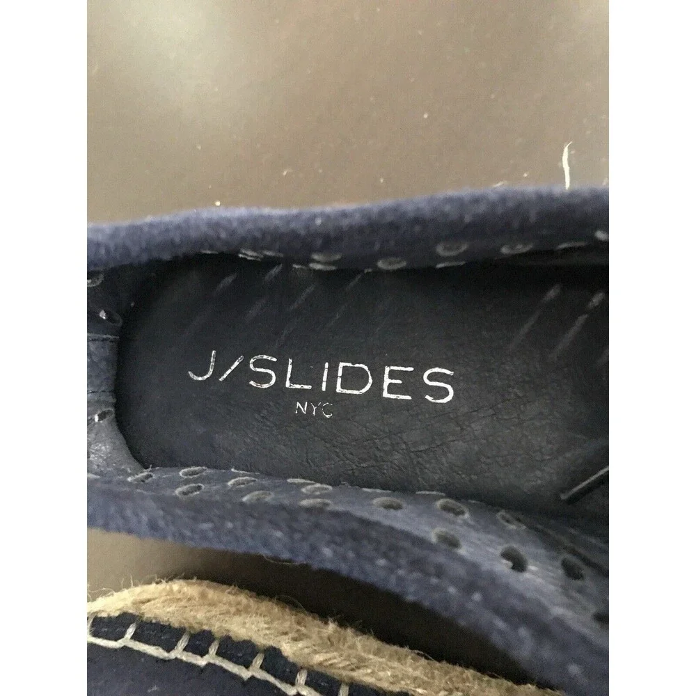 J/Slides Rileyy Navy Blue‎ Perforated Suede Espadrille Laced Sneakers Women 9.5